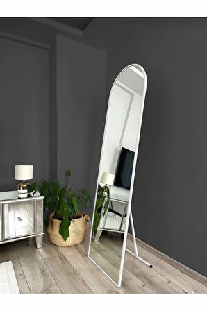 180X60 BEYAZ METAL ÇERÇEVELİ OVAL BOY AYNA