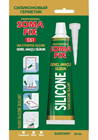 SOMAFİX SİLİKON GENEL AMAÇLI TÜP ŞEFFAF 50ML