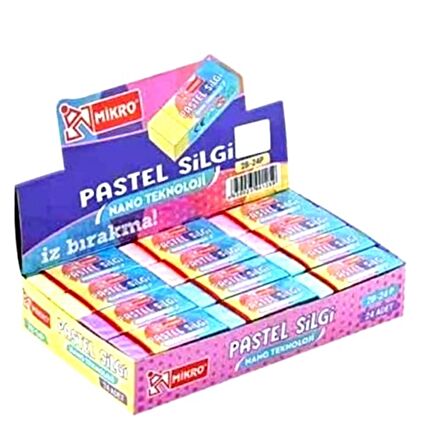 Mikro Silgi Renkli Soft Pastel 2B-24 - 3 adet