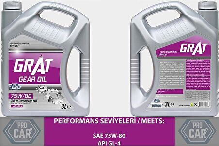 GRAT ŞANZIMAN YAĞI GL-4 75W-80 3 LT ÜRETİM :2022