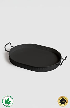 Lin Metal Lotus 41 cm Elips Metal Tepsi - Siyah