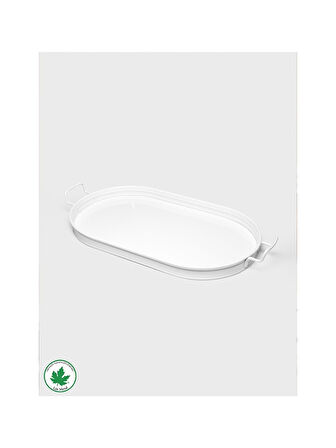 Lin Metal Lotus 57 cm Elips Metal Tepsi - Beyaz