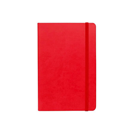 Sim 13x21 80 Yaprak Termo Deri İplik Dikiş Lastikli Defter Çizgili KIRMIZI