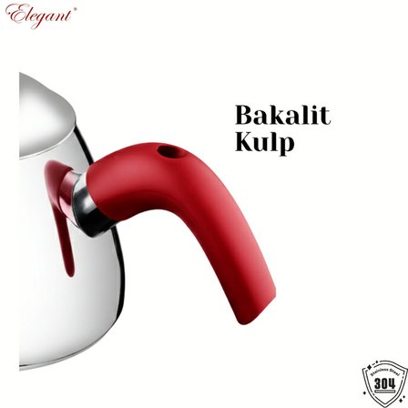 Elit Orta Boy Bakalit Kulplu Çaydanlık Takımı - Kırmızı