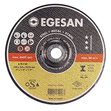 Egesan 230*3 Metal Kesici (Düz - 272027 / Eğri - 272026)