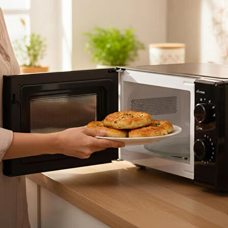 AMD160 20 lt 700W Inverter Siyah Mikrodalga Fırın, 4 Kademeli Isı, Buz Çözdürme, 0-30 Dakika Zaman Ayarlı