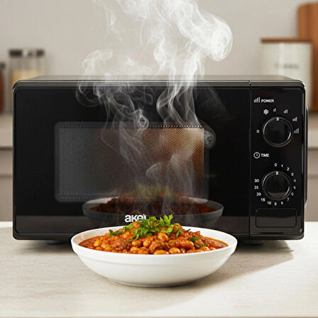 AMD160 20 lt 700W Inverter Siyah Mikrodalga Fırın, 4 Kademeli Isı, Buz Çözdürme, 0-30 Dakika Zaman Ayarlı