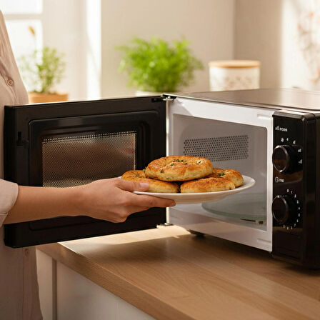 AMD160 20 lt 700W Inverter Siyah Mikrodalga Fırın, 4 Kademeli Isı, Buz Çözdürme, 0-30 Dakika Zaman Ayarlı