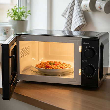 AMD160 20 lt 700W Inverter Siyah Mikrodalga Fırın, 4 Kademeli Isı, Buz Çözdürme, 0-30 Dakika Zaman Ayarlı