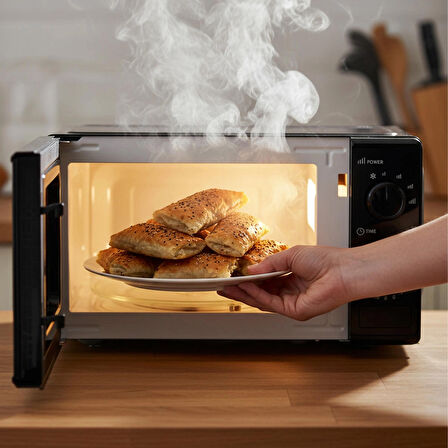 AMD160 20 lt 700W Inverter Siyah Mikrodalga Fırın, 4 Kademeli Isı, Buz Çözdürme, 0-30 Dakika Zaman Ayarlı