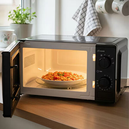 AMD160 20 lt 700W Inverter Siyah Mikrodalga Fırın, 4 Kademeli Isı, Buz Çözdürme, 0-30 Dakika Zaman Ayarlı