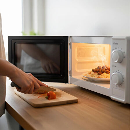 AMD160 20 lt 700W Inverter Beyaz Mikrodalga Fırın, 4 Kademeli Isı, Buz Çözdürme, 0-30 Dakika Zaman Ayarlı