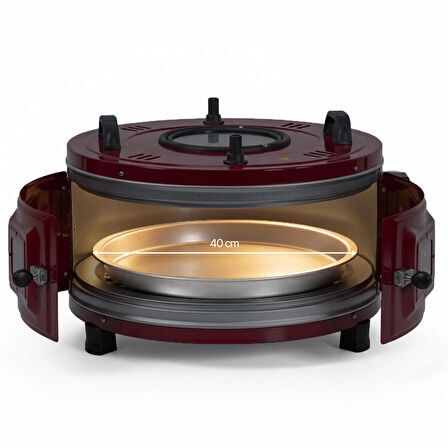 AF130L 25 Litre Orta Boy Yuvarlak Davul Fırın, İç Aydınlatmalı, Termostatlı, Üst & Ön Gözetleme Camlı, 1 Tepsi