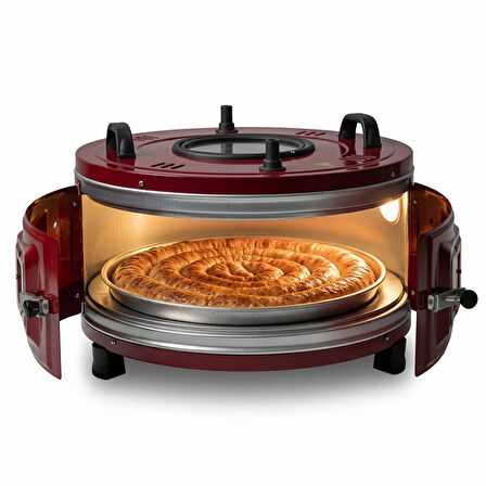 AF130L 25 Litre Orta Boy Yuvarlak Davul Fırın, İç Aydınlatmalı, Termostatlı, Üst & Ön Gözetleme Camlı, 1 Tepsi