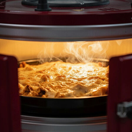 AF130L 25 Litre Orta Boy Yuvarlak Davul Fırın, İç Aydınlatmalı, Termostatlı, Üst & Ön Gözetleme Camlı, 1 Tepsi