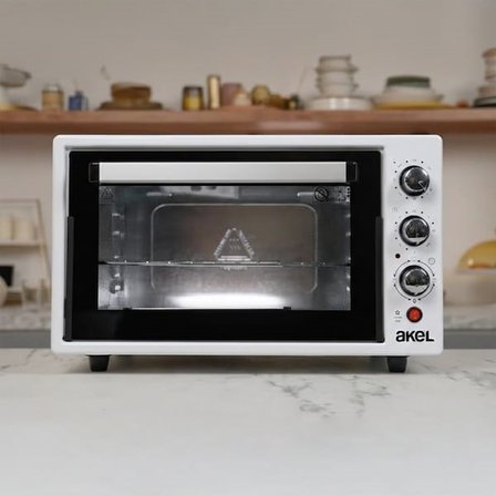 Akel AF930LF Termostatlı Saatli Lambalı Turbo Fanlı Midi Fırın - Beyaz - 45 lt