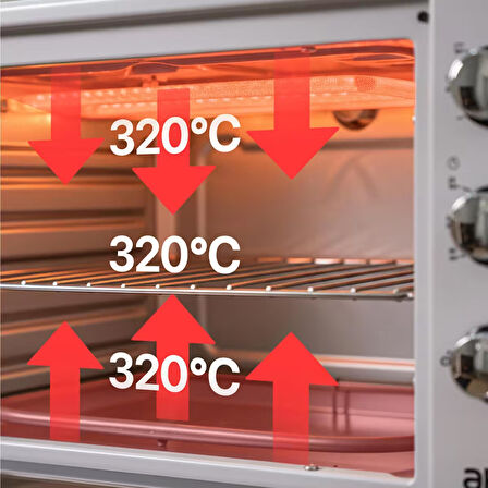 AF930L 45 Lt Gri Midi Fırın, İç Aydınlatmalı, Zaman Ayarlı, Izgara ve Fırın Fonksiyonlu, 2 Tepsi, 1 Tel Izgara