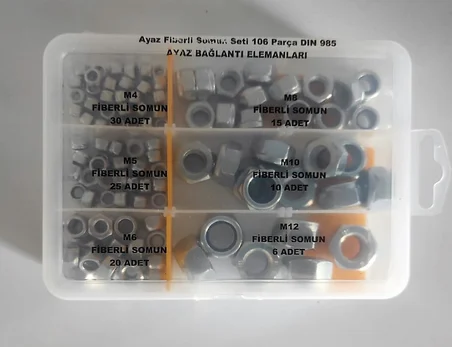 AY-CİV Fiberli Somun Seti 106 Parça Dın 985
