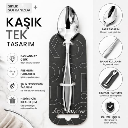 Evimsaray Sivri Model 6Lı Tatlı Kaşığı