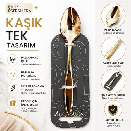 Evimsaray Sivri Model 6Lı Tatlı Kaşığı