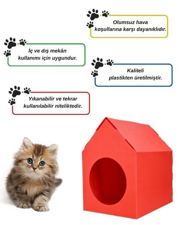 Temel Özel Üretim Plastik Kedi Evi 5li Set
