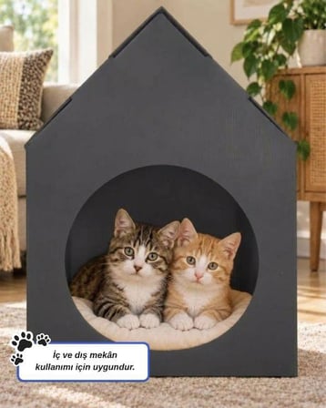 Temel Özel Üretim Plastik Kedi Evi Gri