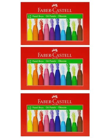 Faber Castell 12 li Karton Kutulu Yağlı Pastel Boya 3 Adet