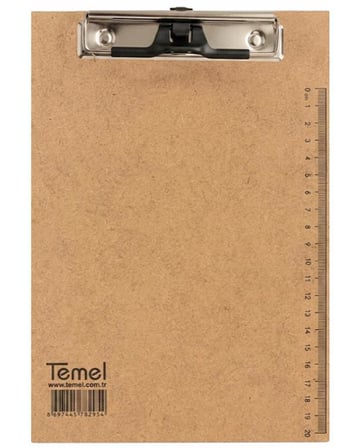 Temel A5 ve 1/3 A4 Ahşap Sekreterlik Metal Klipsli Kalem Tutma Aparatlı 2li Set
