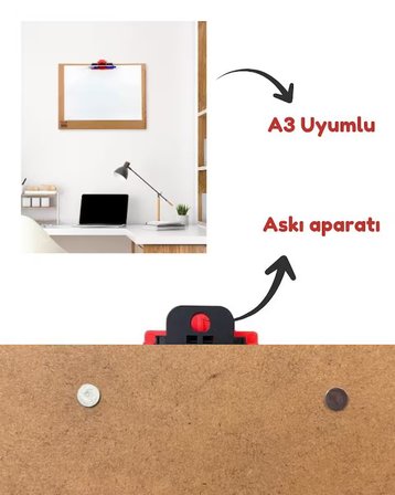 Temel A3 Ahşap Sekreterlik Otomatik Mekanizmalı Kalem Tutma Aparatlı