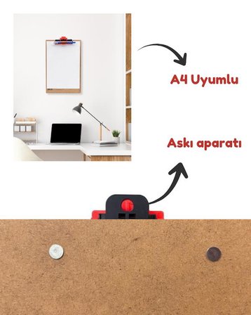 Temel A4 Ahşap Sekreterlik Otomatik Mekanizmalı Kalem Tutma Aparatlı