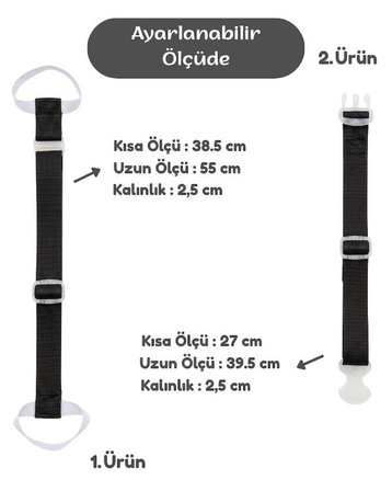 Temel Valiz Üstü Çanta Sabitleme Kemeri ve Çanta Asma Askısı Seti Siyah Renk
