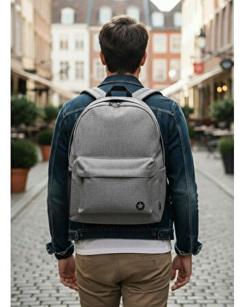 Yuga İki Gözlü Sırt Çantası Keten Gri