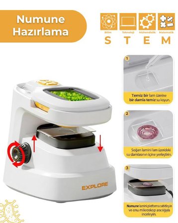 Temel 2si 1 Arada Dijital Mikroskop Seti 40X 1000X Yakınlaştırmalı, HD Ekranlı STEM Kiti