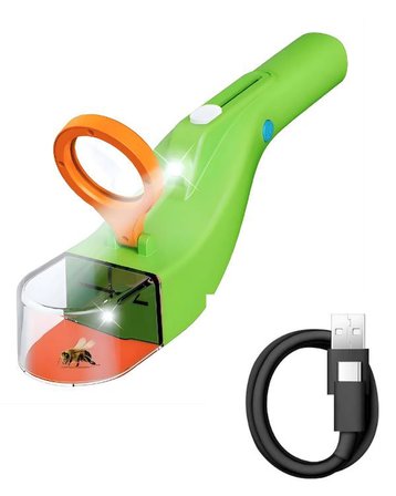 Temel Işıklı USB Şarjlı Böcek Yakalama ve İnceleme Aracı, 5X Mercekli Temassız Gözlem Cihazı