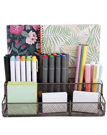Temel Nikel Metal Mesh Masaüstü Organizer Çok Bölmeli 27x14x11 cm 9515B