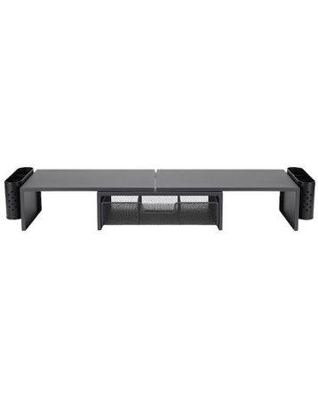 Temel Siyah Çift Monitör Yükseltici Stand Çekmeceli Masaüstü Organizer 9216