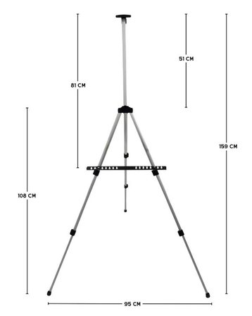 Temel Katlanabilir Alüminyum Tripod Şövale - Ayarlanabilir, Ultra Hafif, Taşıma Çantalı, Gümüş