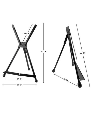 Temel Katlanabilir Metal Masaüstü Şövale Siyah
