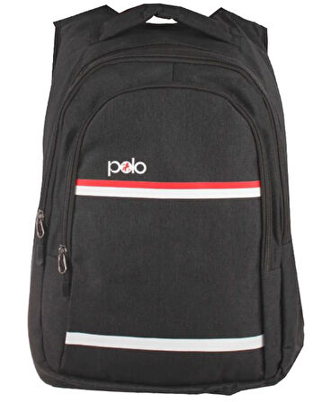 Temel My Polo Sırt Çantası Kırmızı Beyaz Çizgili Füme 8860