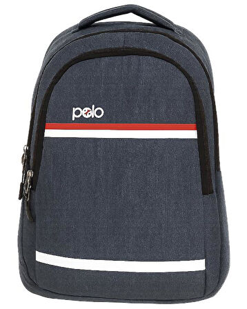 Temel My Polo Sırt Çantası Kırmızı Beyaz Çizgili Lacivert 8860
