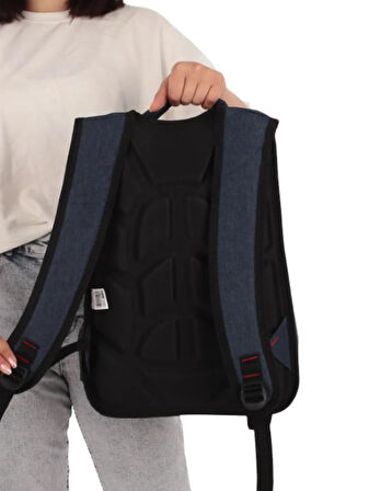 Temel My Polo Sırt Çantası Kırmızı Beyaz Çizgili Lacivert 8860