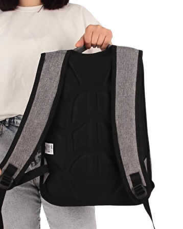 Temel My Polo Sırt Çantası Kırmızı Beyaz Çizgili Gri 8860