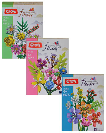 Ctoys Surprise Flower Building Block 3lü Set