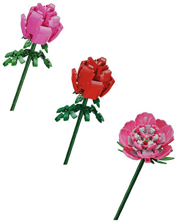 Ctoys Rose ve Carnation Flower Block 3lü Set