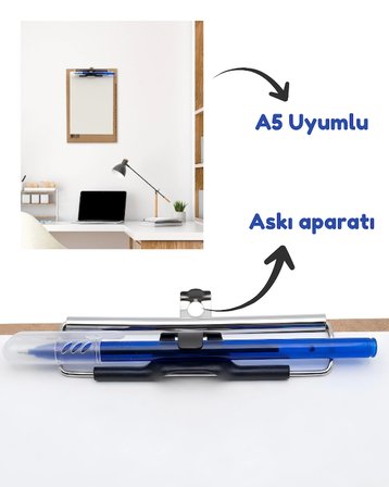 Temel A5 Ahşap Sekreterlik Metal Klipsli Kalem Tutma Aparatlı
