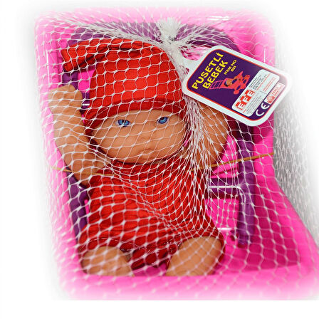 Oyuncak Çekçekli Puset ve Bebek – 25 cm Puset, 20 cm Bebek, Renkli Kıyafetli Mini Bebek Seti