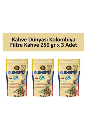 Kahve Dünyası Kolombiya Filtre Kahve 250 gr x 3 Adet