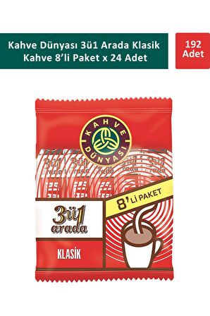 Kahve Dünyası 3ü1 Arada Klasik Kahve 8 x 18 gr x 24 Adet