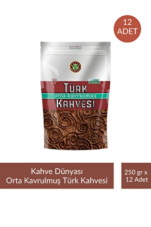 Kahve Dünyası Zıpper Türk Kahvesi Orta Kavrulmuş 250 gr x 12 Adet