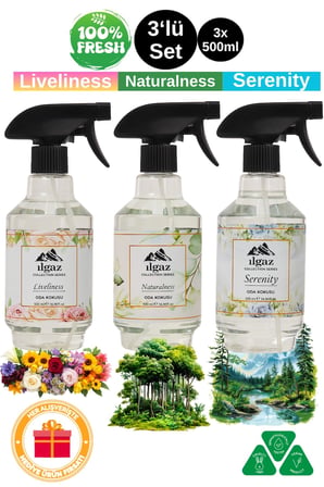 Ilgaz 3’lü Collection Oda Kokusu Seti | Liveliness & Naturalness & Serenity | 3x500 ml